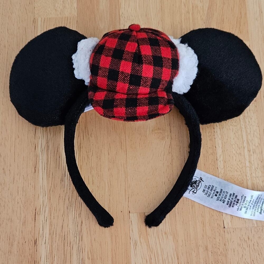 Disney Epcot Canada Buffalo Plaid Mickey Ear Headband NWT